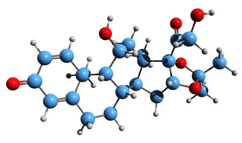 3D image of Desonide skeletal formula Stock Illustration