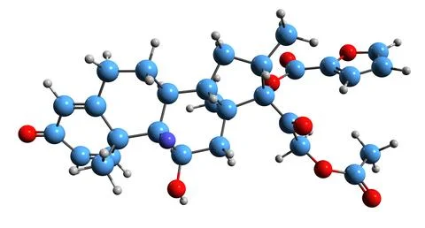 3D image of Dexamethasone acefurate skeletal formula Stock Illustration