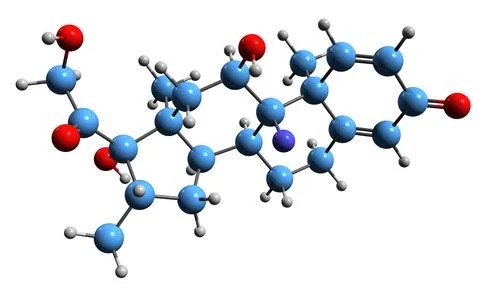 3D image of Dexamethasone skeletal formula Stock Illustration