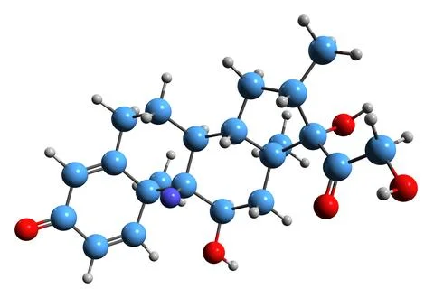 3D image of Dexamethasone skeletal formula Stock Illustration