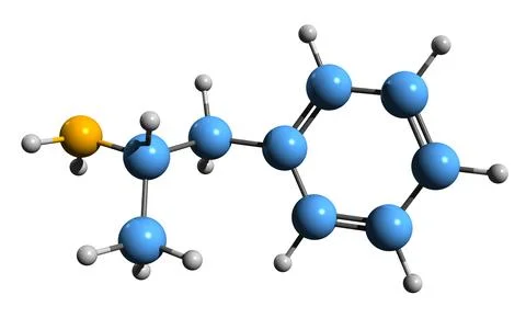 3D image of  Dextroamphetamine skeletal formula Stock Illustration
