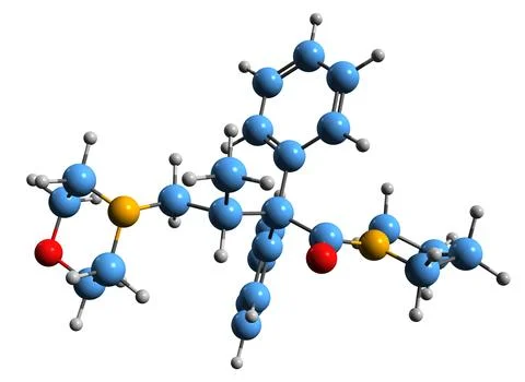 3D image of Dextromoramide skeletal formula Stock Illustration