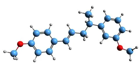 3D image of Dianethole skeletal formula Stock Illustration