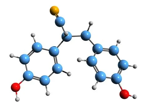3D image of Diarylpropionitrile skeletal formula Stock Illustration