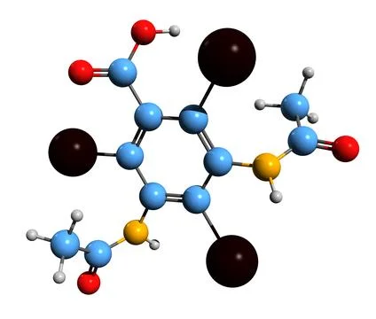 3D image of Diatrizoate skeletal formula Stock Illustration