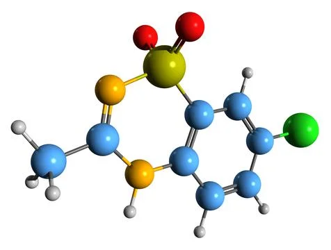 3D image of Diazoxide skeletal formula Stock Illustration
