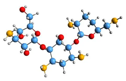 3D image of Dibekacin skeletal formula Stock Illustration