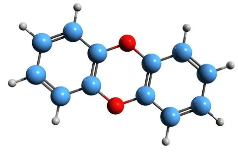 3D image of  dibenzodioxin skeletal formula 스톡 일러스트