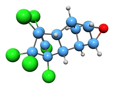 3D image of Dieldrin skeletal formula Stock Illustration