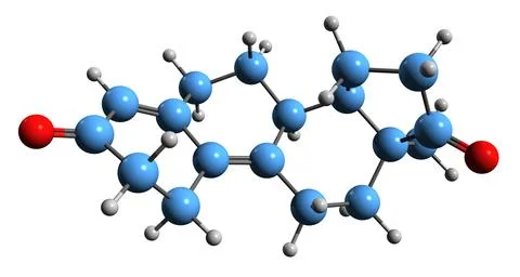 3D image of Dienedione skeletal formula Stock Illustration