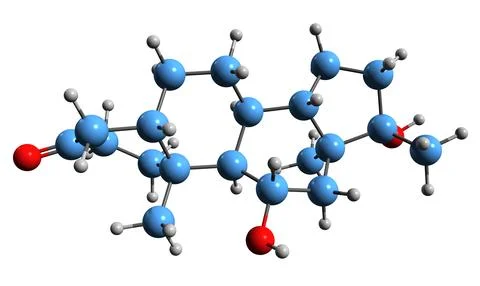 3D image of Dihydrofluoxymesterone skeletal formula Stock Illustration