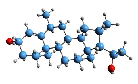3D image of Dimepregnen skeletal formula Illustrazione stock
