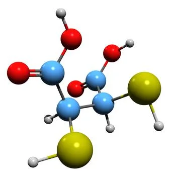 3D image of Dimercaptosuccinic acid skeletal formula Stock Illustration