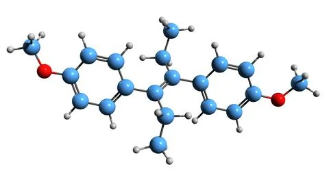 3D image of Dimestrol skeletal formula Stock Illustration