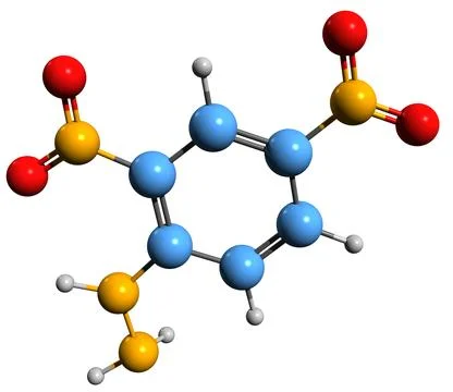 3D image of Dinitrophenylhydrazine skeletal formula Stock Illustration