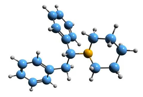 3D image of Diphenidine skeletal formula Stock Illustration