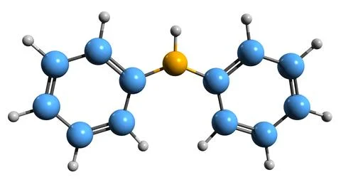 3D image of Diphenylamine skeletal formula Stock Illustration