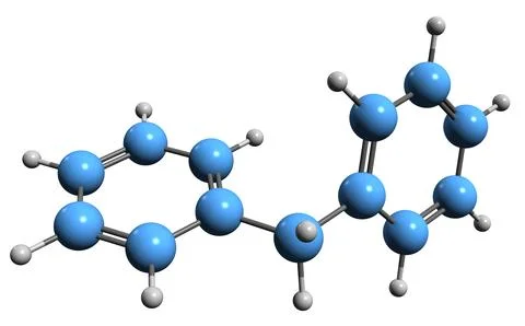 3D image of Diphenylmethane skeletal formula Stock Illustration