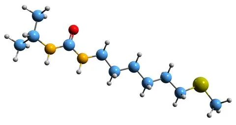 3D image of diptocarpamine skeletal formula Stock Illustration