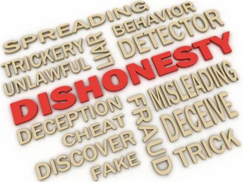 3d image dishonesty concept word cloud background Stock Illustration
