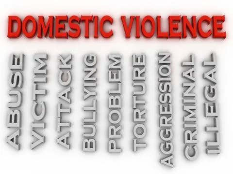3d image Domestic violence issues concept word cloud background Stock Illustration