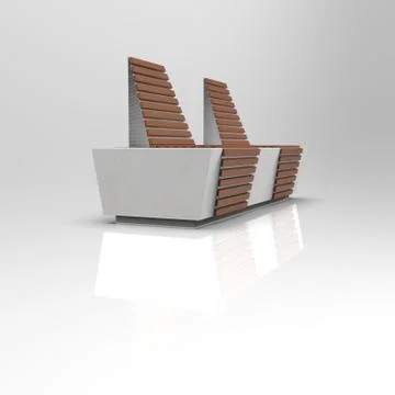 3d image of Double bench with chairs 003 Stock Illustration
