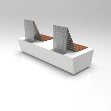 3d image of Double bench with chairs 002 Stock Illustration