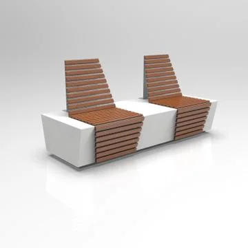 3d image of Double bench with chairs 001 Stock Illustration