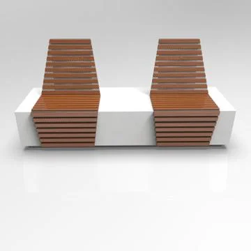 3d image of Double bench with chairs 005 Stock Illustration