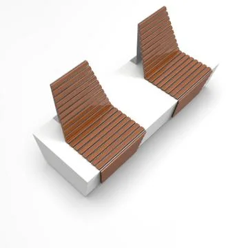 3d image of Double bench with chairs 004 Stock Illustration