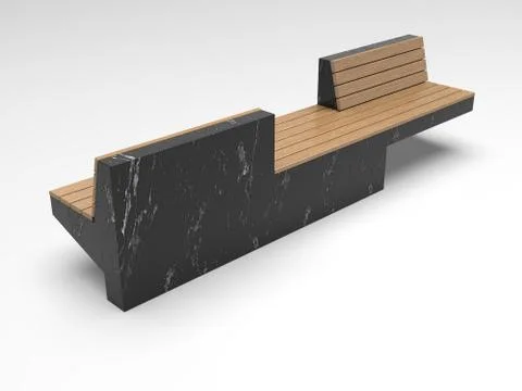 3d image of Double bench for parks and squares 00001 Stock Illustration