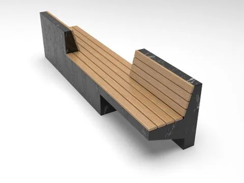 3d image of Double bench for parks and squares 00003 Stock Illustration