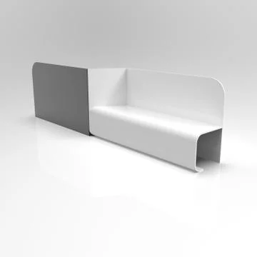 3d image of Double Bench white black 03 Stock Illustration