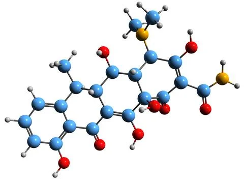 3D image of Doxycycline skeletal formula Stock Illustration