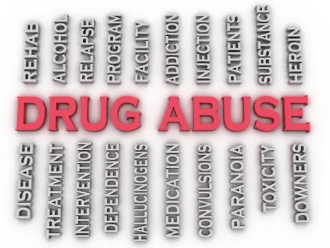 3d image Drug Abuse issues concept word cloud background Ilustración de archivo