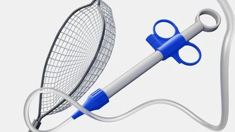 A 3D image of an endoscopy grasping forceps net. Stock Illustration