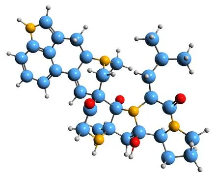 3D image of Ergosine skeletal formula Stock Illustration