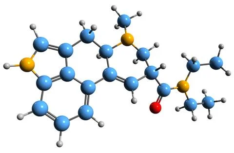 3D image of ergot alkaloid skeletal formula Stock Illustration