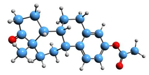 3D image of Estrone acetate skeletal formula Illustrazione stock