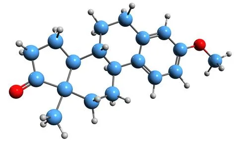 3D image of Estrone methyl ether skeletal formula Illustrazione stock