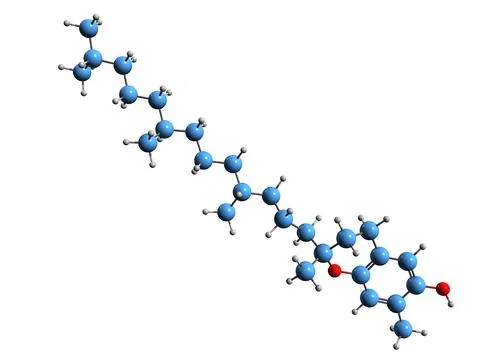 3D image of eta-Tocopherol skeletal formula Stock Illustration