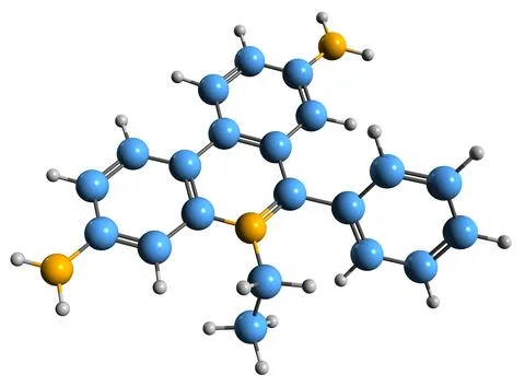 3D image of Ethidium bromide skeletal formula Stock Illustration