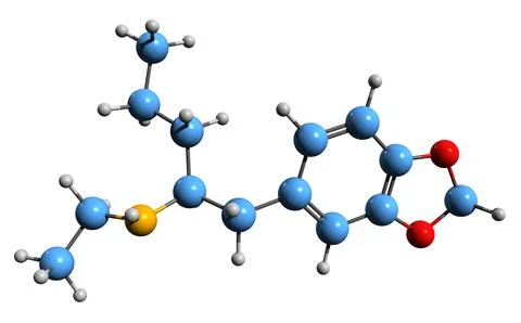 3D image of Ethyl-K skeletal formula Stock Illustration