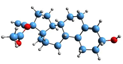 3D image of Etynodiol skeletal formula Stock Illustration