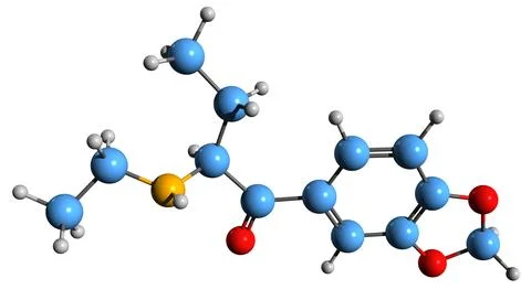 3D image of Eutylone skeletal formula Stock Illustration