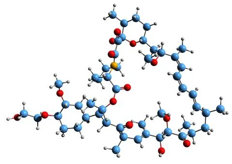 3D image of Everolimus skeletal formula Stock Illustration