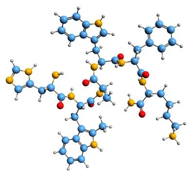 3D image of Examorelin skeletal formula Illustrazione stock