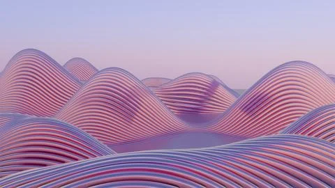 This 3D image features a minimalist design of retro waves, offering a sleek a Stock Illustration