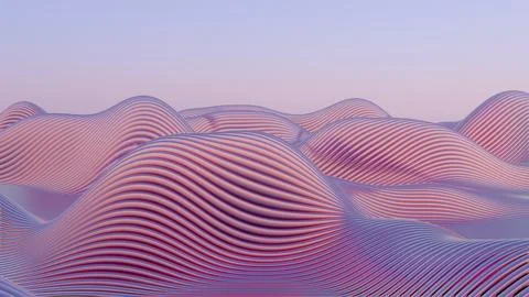 This 3D image features a minimalist design of retro waves, offering a sleek a Illustrazione stock