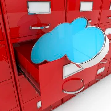 3d image file cabinet and cloud Stock Illustration